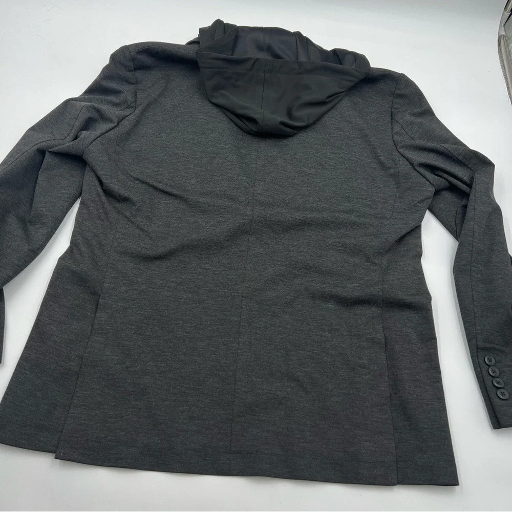 Haggar‎ H26 Brooklyn Blazer Mens Charcoal Grey Tailored Fit Hooded Sport Coat